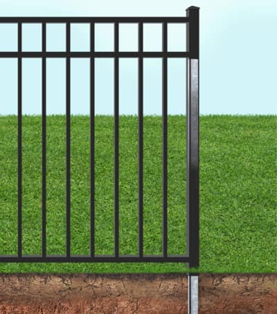 Aluminum I-Post diagram for wrought iron fence