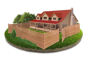 Horizontal wood fence with open gate